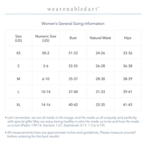 Women's Size Chart - Picture 1 of 1